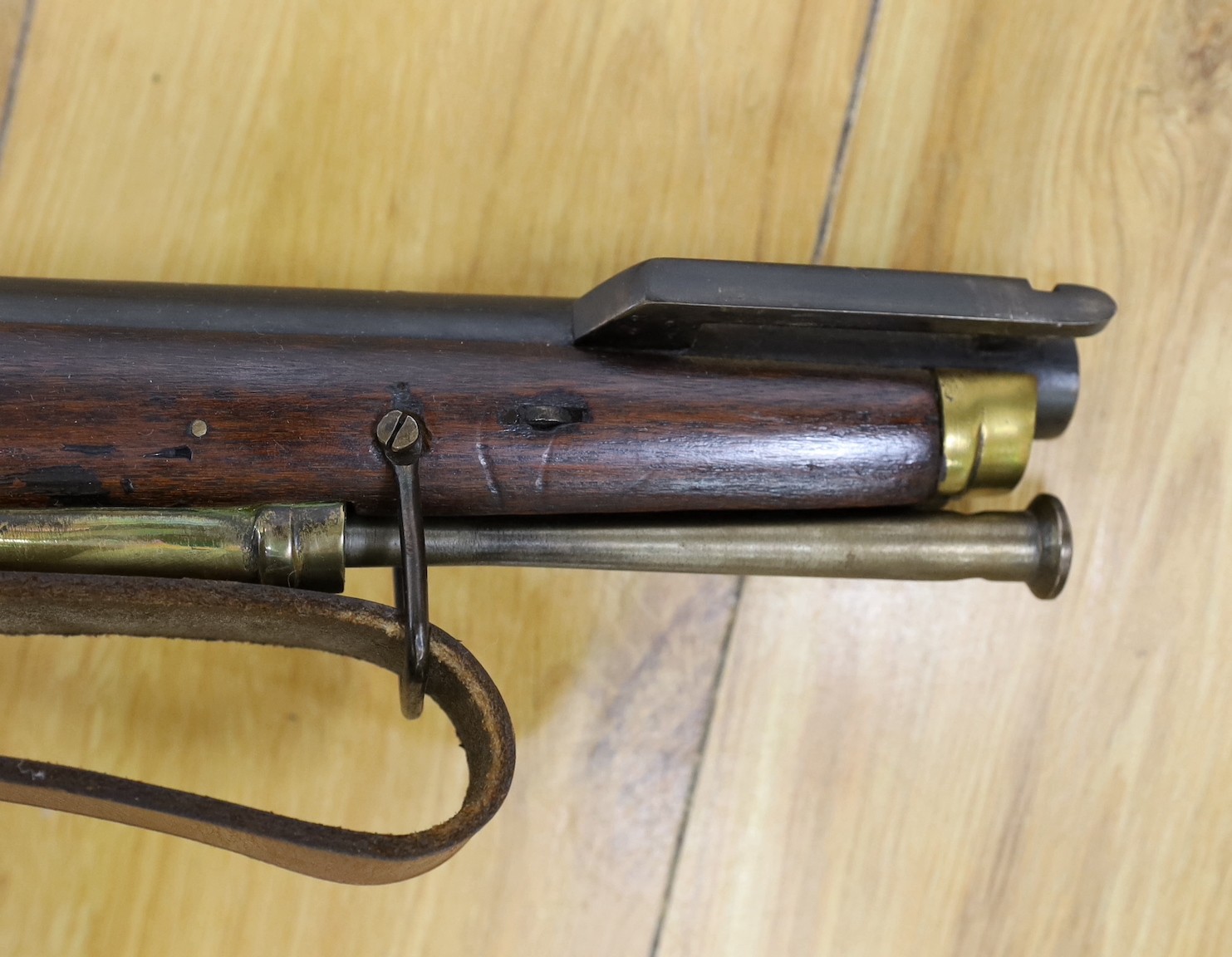 A Brown Bess East India Company musket, refubished, with later bayonet